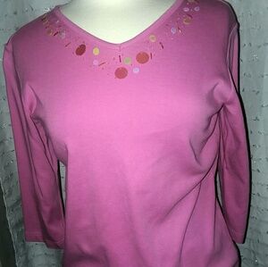 Quacker Factory Small Embroidered Sequin Shirt